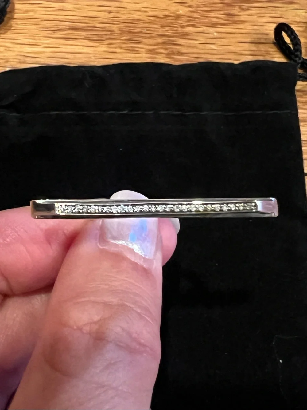 Robert Lee Morris for Elizabeth and James 925 Sterling Silver Diamond Bar Ring 7